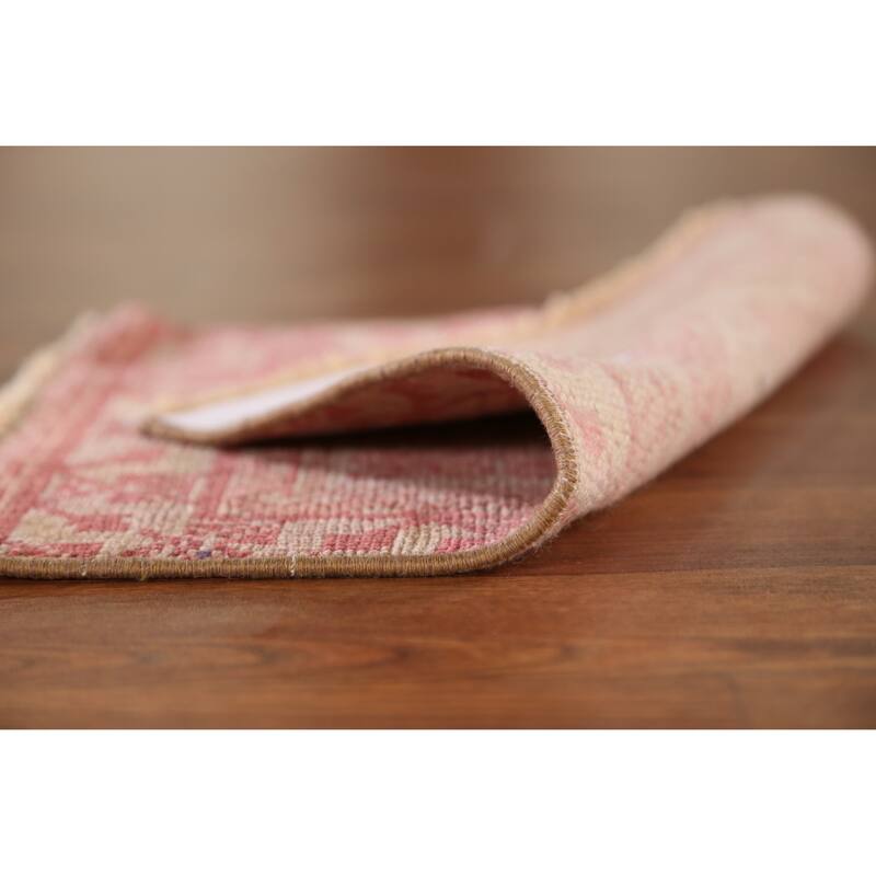 Hand Knotted Oriental 100% Wool Carpet Transitional Tribal Pink Anatolian Area Rug - 1' 4'' X 1' 2''
