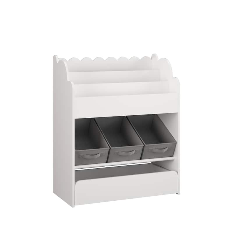 Kids Bookshelf with Storage Bins and Drawer
