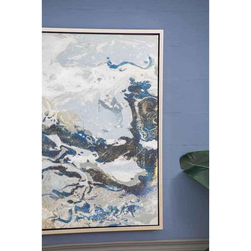 47.2x35.4" Cerulean Seas Framed Hand-painted Wall Art, Wall Décor for Living Room Dining Room Bedroom Office Entryway