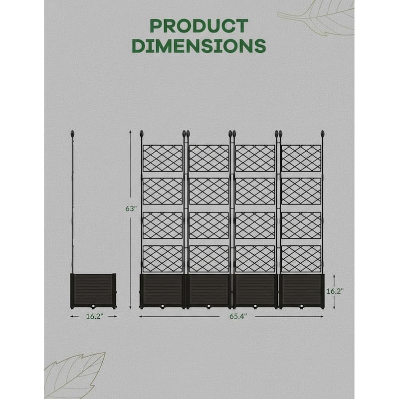 Raised Planter Box with Trellis, Balcony Privacy Screening
