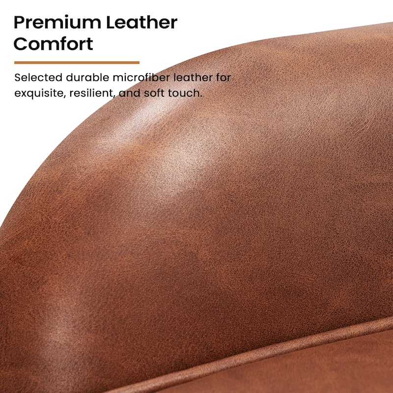 Faux Leather Sofa Chair Upholstered Swivel Accent Chair Mid-century Modern Armchair