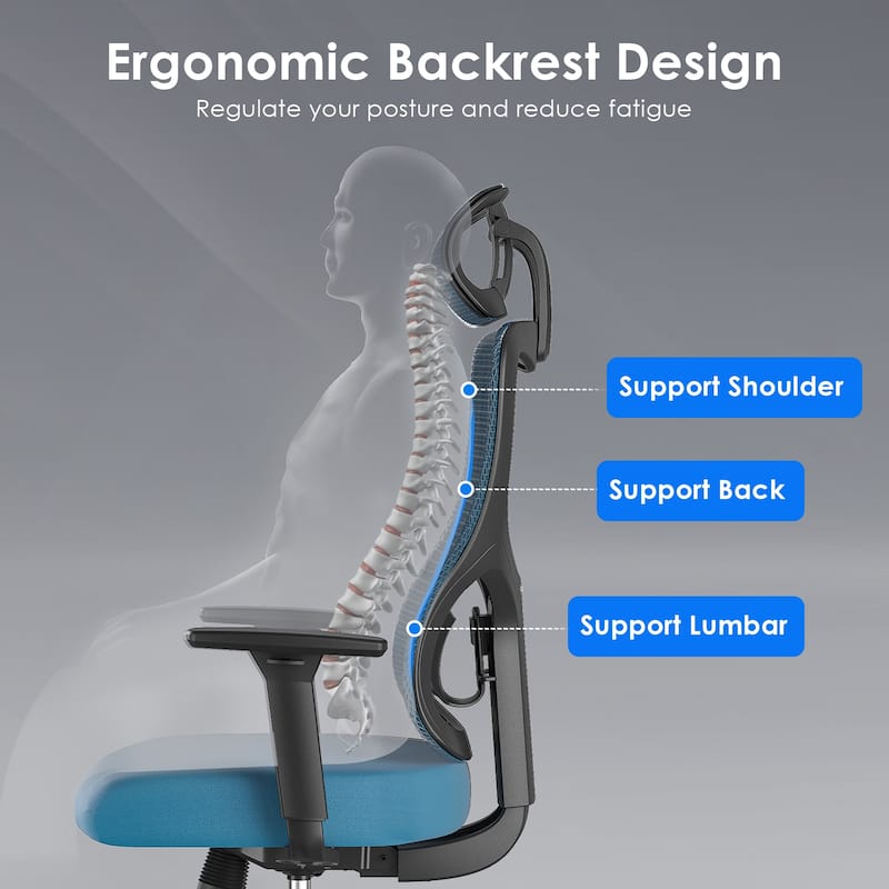 Ergonomic Office Chair,Mesh Desk Chair with Adjustable Lumbar Support and Headrest,Computer Chair with 3D Armrest Swivel Chair
