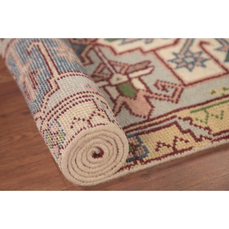 Traditional Heriz Serapi Runner Rug Hand-Knotted Wool Carpet - 2'7"x 8'1"