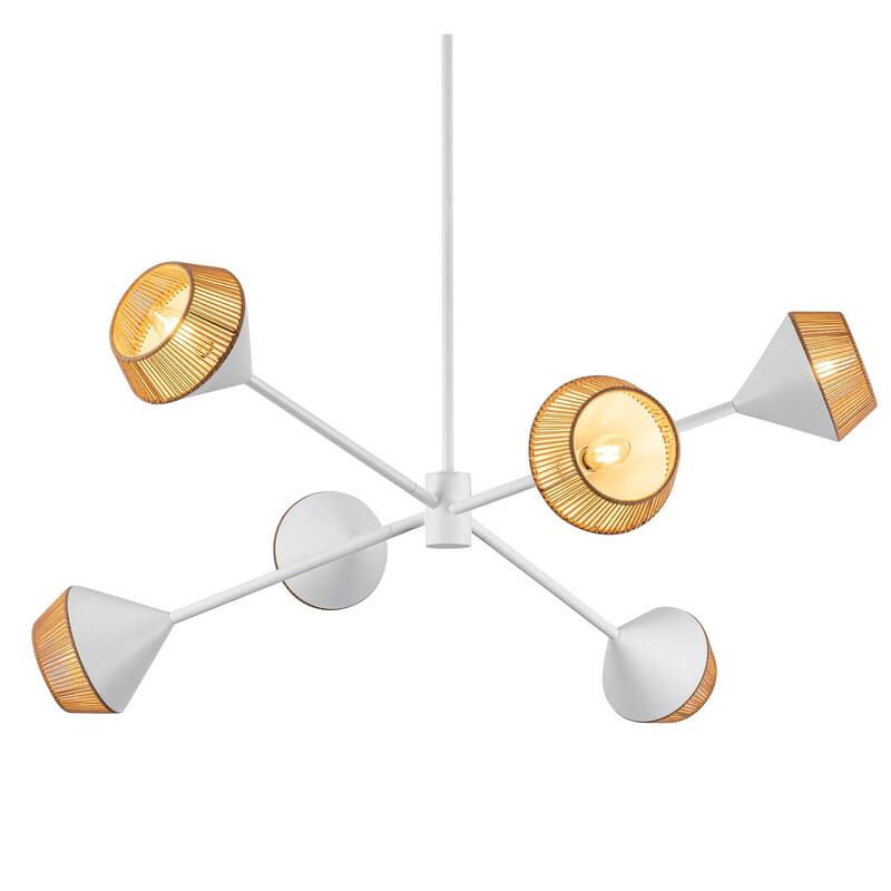 Alora Lighting CH633638 Daphne 6 Light 38" Wide Chandelier - White / Brown Cotton Rope