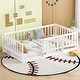preview thumbnail 2 of 89, Montessori Floor Bed with Fence & Door, Toddler Wood Bed Frame for Kids