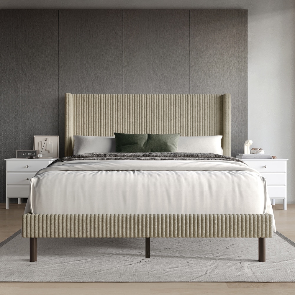 Clayfell Duluth Corduroy Velvet Upholstered Platform Bed