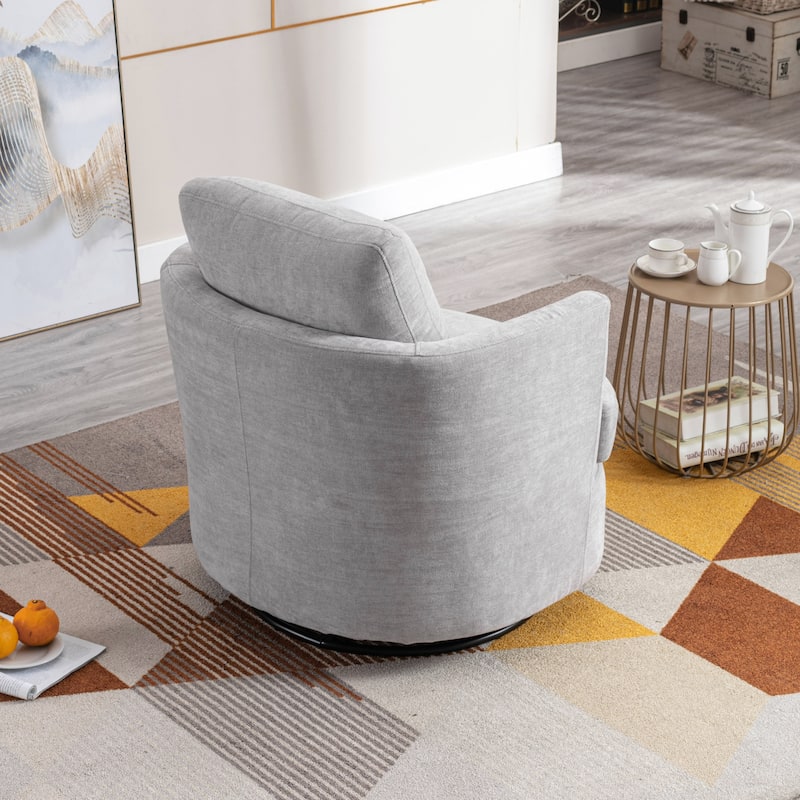 Modern Upholstered Swivel Barrel Chair for Living Room