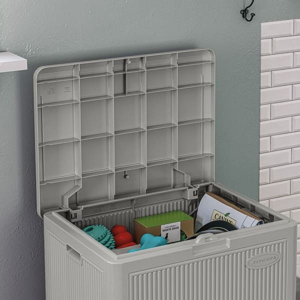 Suncast 22 Gallon Small Reeded Deck Box - Resin Outdoor Storage For Patio Cushions & Garden Supplies
