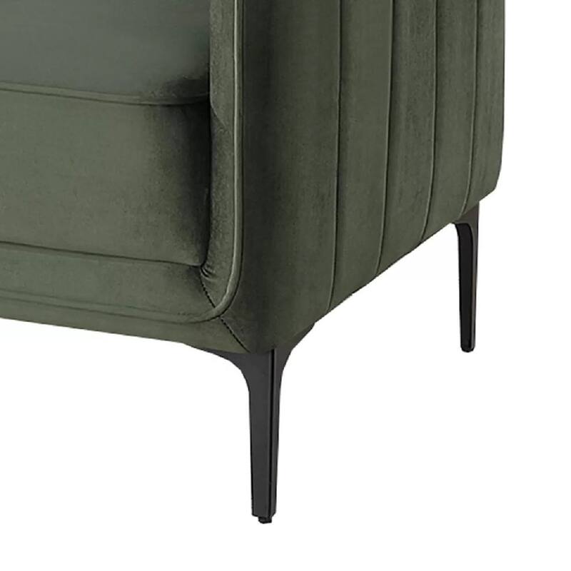 Reniz Accent Club Chair, Dark Green Velvet, Foam Cushions, Metal Legs