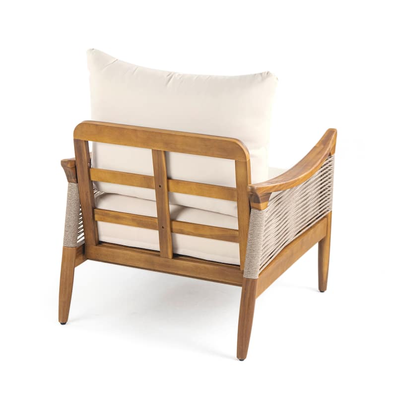 Christopher Knight Home - Riviera Acacia Wood Patio Club Chair with Woven Rope Accents