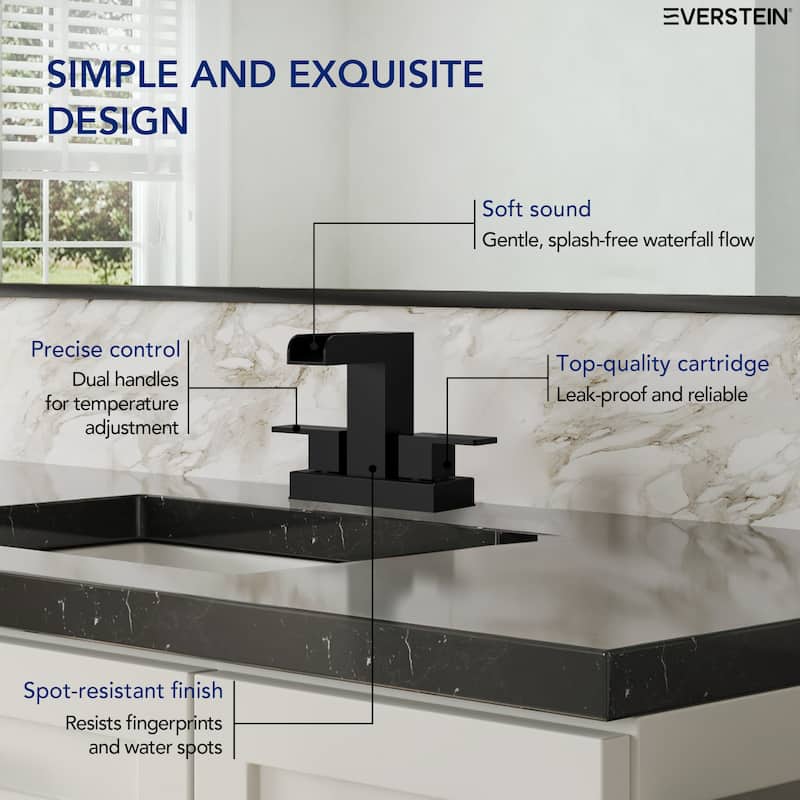 2 Pack 2/3 Hole Deck Mount Waterfall Sink Faucet with Dual Handles Open Spout Design
