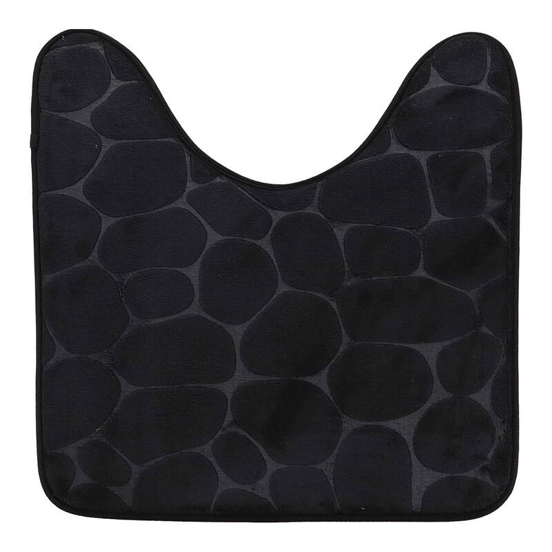 Memory Foam Contour Bath Mat Pebble Design 18x20 - Black