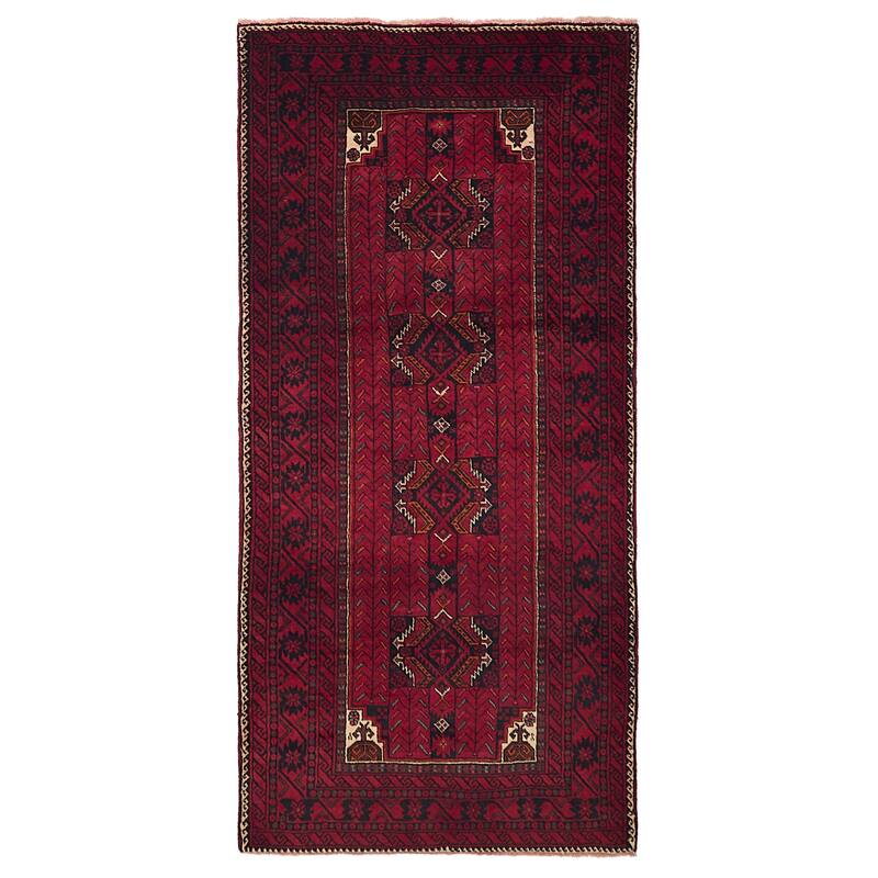 ECARPETGALLERY Hand-knotted Teimani Red Wool Rug - 4'3 x 8'10