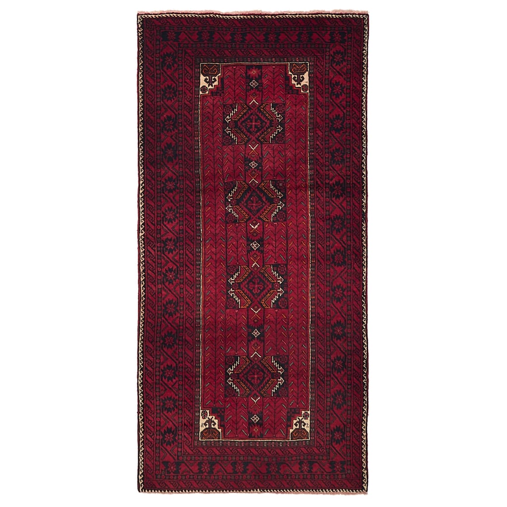 ECARPETGALLERY Hand-knotted Teimani Red Wool Rug - 4'3 x 8'10