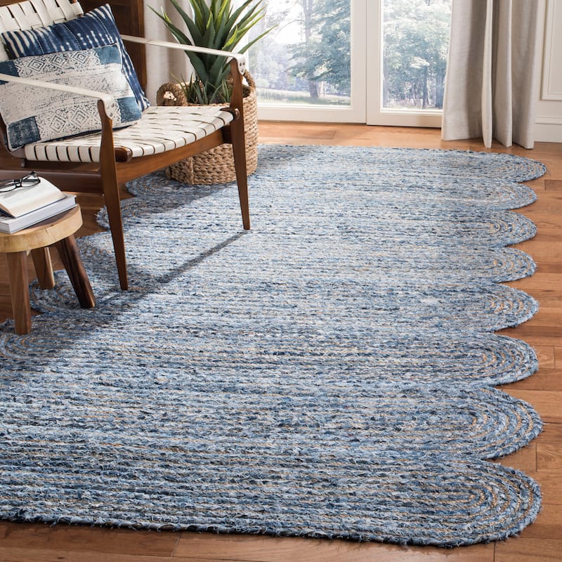 SAFAVIEH Handmade Cape Cod Hayrani Coastal Jute Rug - 5' x 8' - Blue/Natural