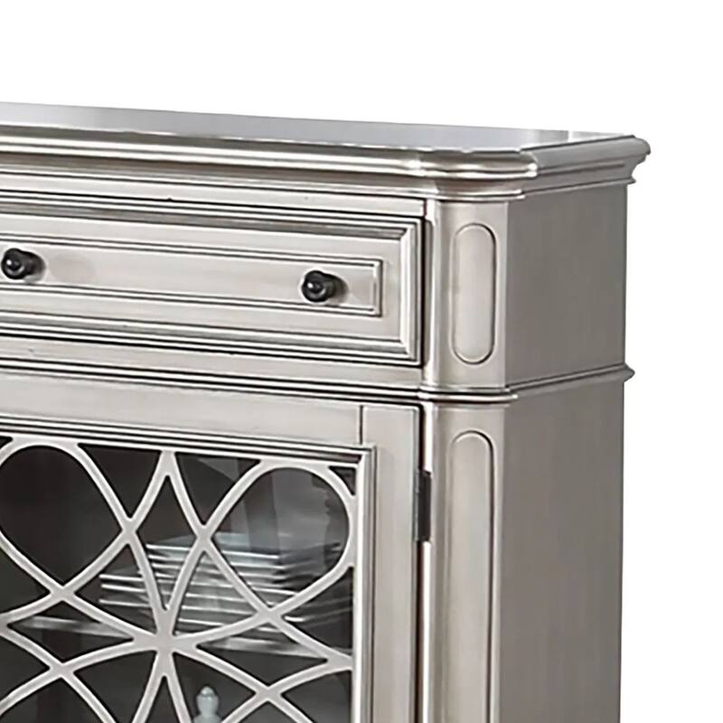 Garry Sideboard Buffet Console, 2 Drawers, Cabinets, Silver Wood, 56 Inch