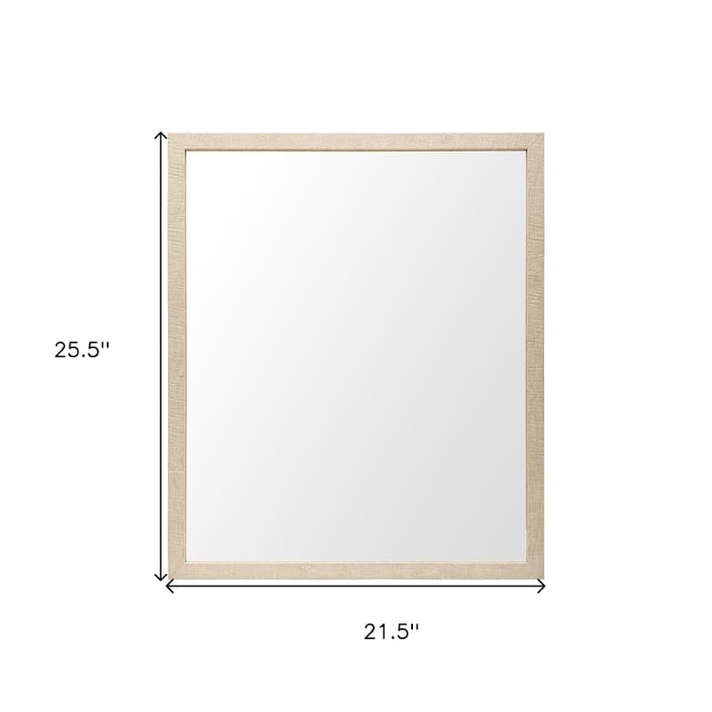HomeRoots 26" Tan Framed Bathroom Vanity Mirror - 21.50 in. x 25.50 in. x 1.75 in.