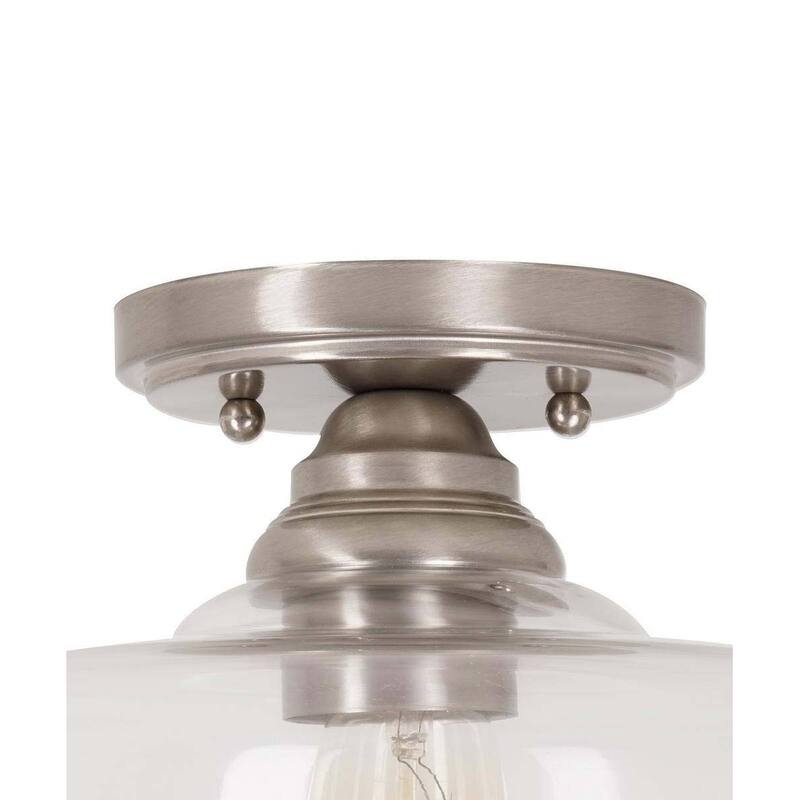 Catalina 13"W 1-Light Semi Flush Mount Vintage Brushed Nickel Light Fixture