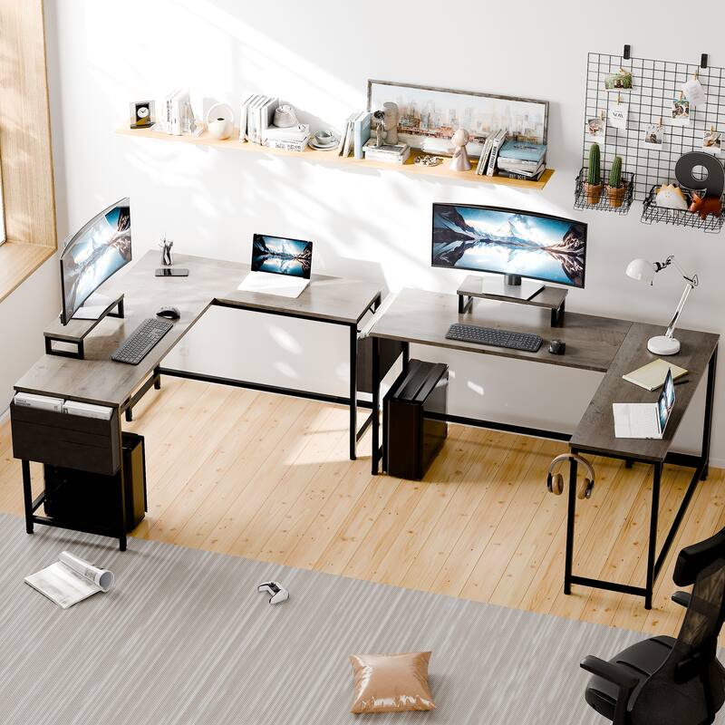 Futzca L Shaped Computer Desk with Monitor Stand