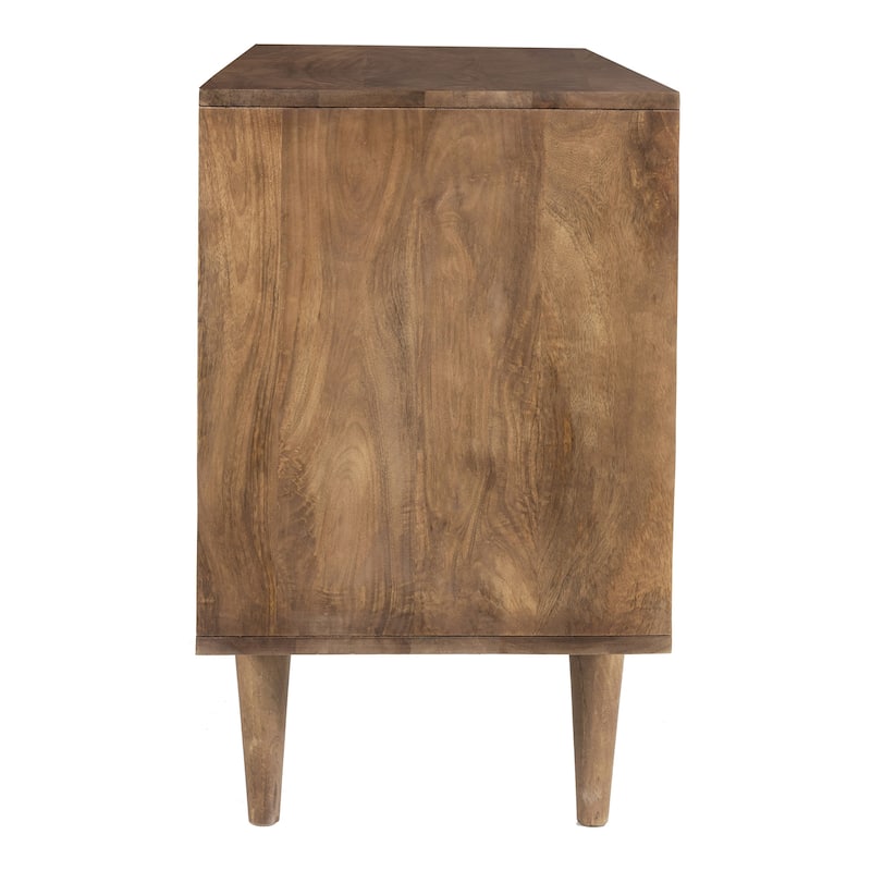 Circle Solid Wood with Natural Woven Cane Two-Door Cabinet