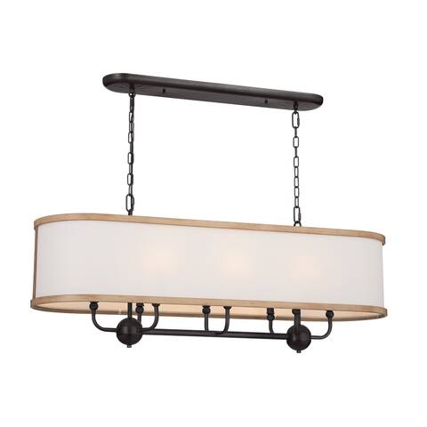 Kichler Lighting Heddle 42 inch 8-Light Linear Chandelier Beech and Anvil Iron