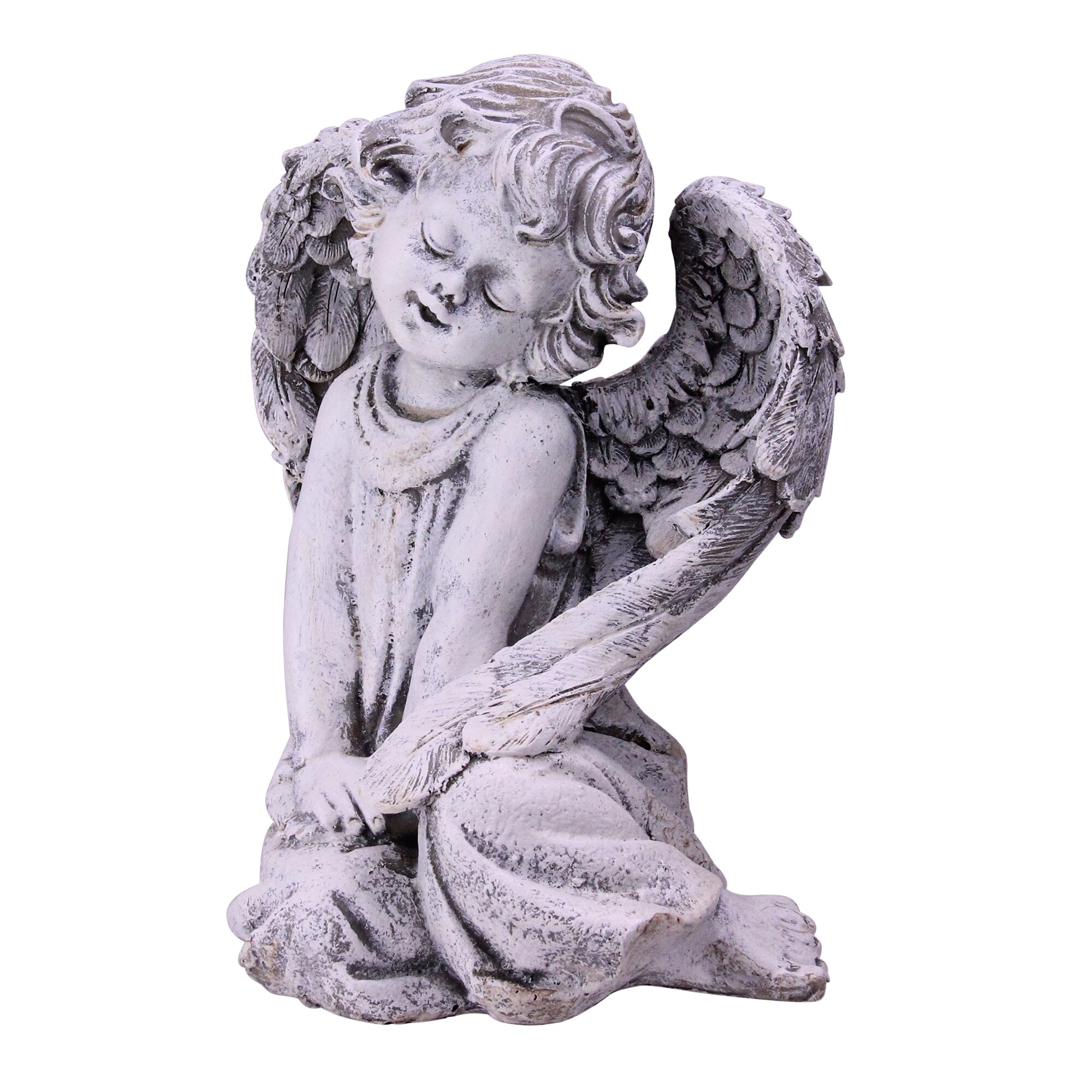 Shop 9 5 Heavenly Gardens Gray Sitting Cherub Angel Outdoor Patio
