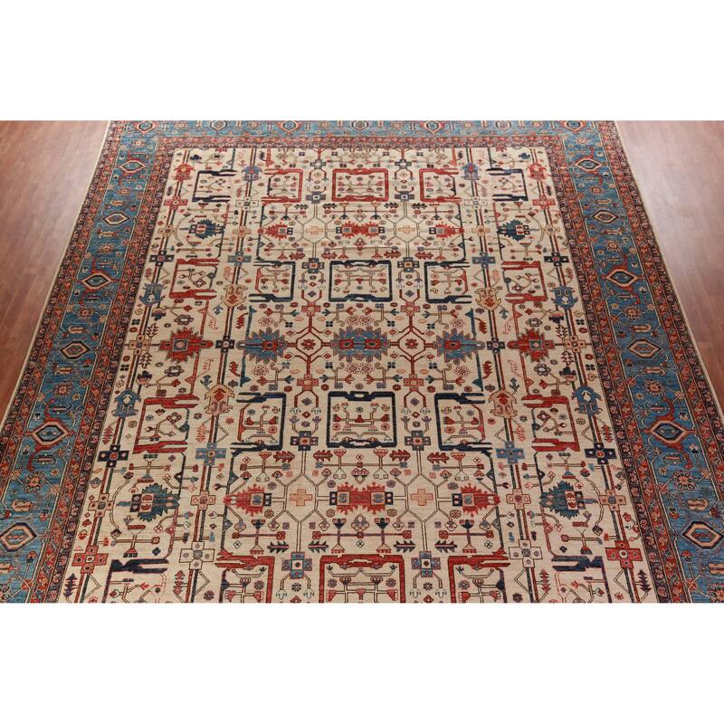 Hand Knotted Oriental 100% Wool Carpet Traditional All-Over Beige & Ivories Ziegler Area Rug - 17' 4'' X 13' 1''