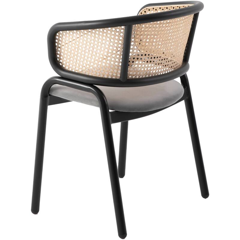 Ervilla Modern Wicker Back Dining Chair with Upholstered Velvet Seat Armchair for Dining Room and Kitchen, Set of 4 - 29.9"