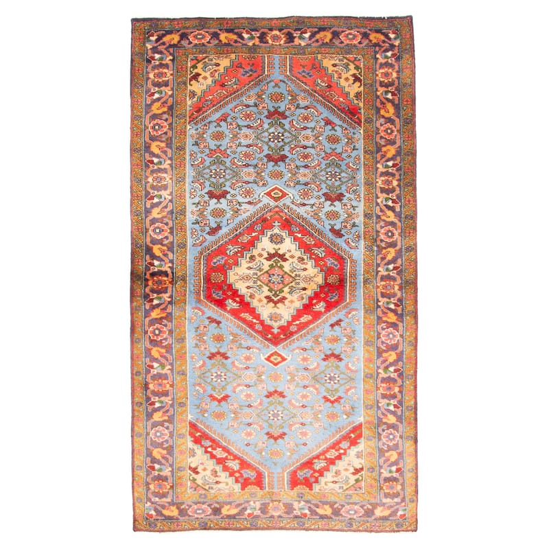 ECARPETGALLERY Hand-knotted Andelz Blue Wool Rug - 3'11 x 7'4