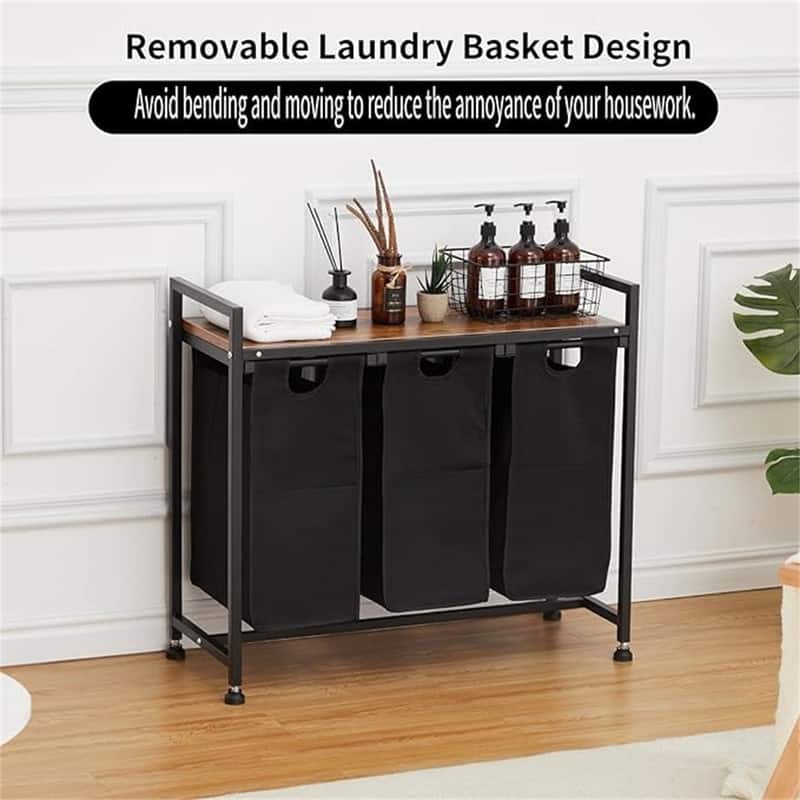 3 X 36L Laundry Bags 2 Tier Adjustable Storage Shelf - 33.2"L x 13"W x 28.4"H
