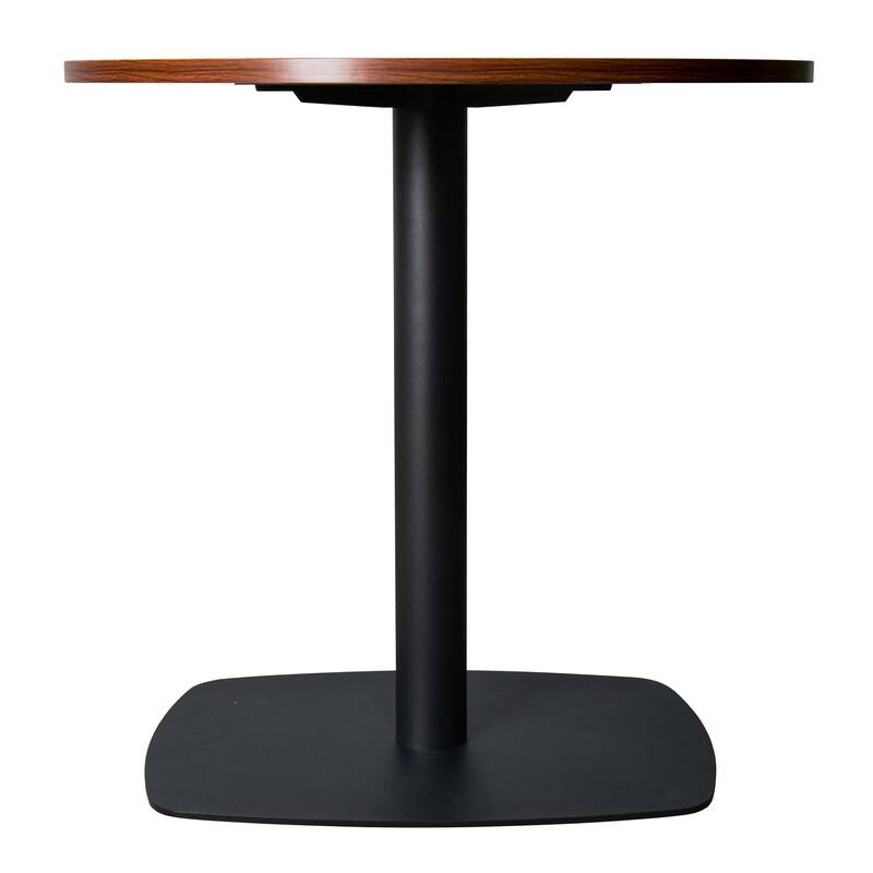 Vail Round Dining Table with 27 in. MDF Tabletop in Black Stainless Steel Square Base Accent Kitchen Table