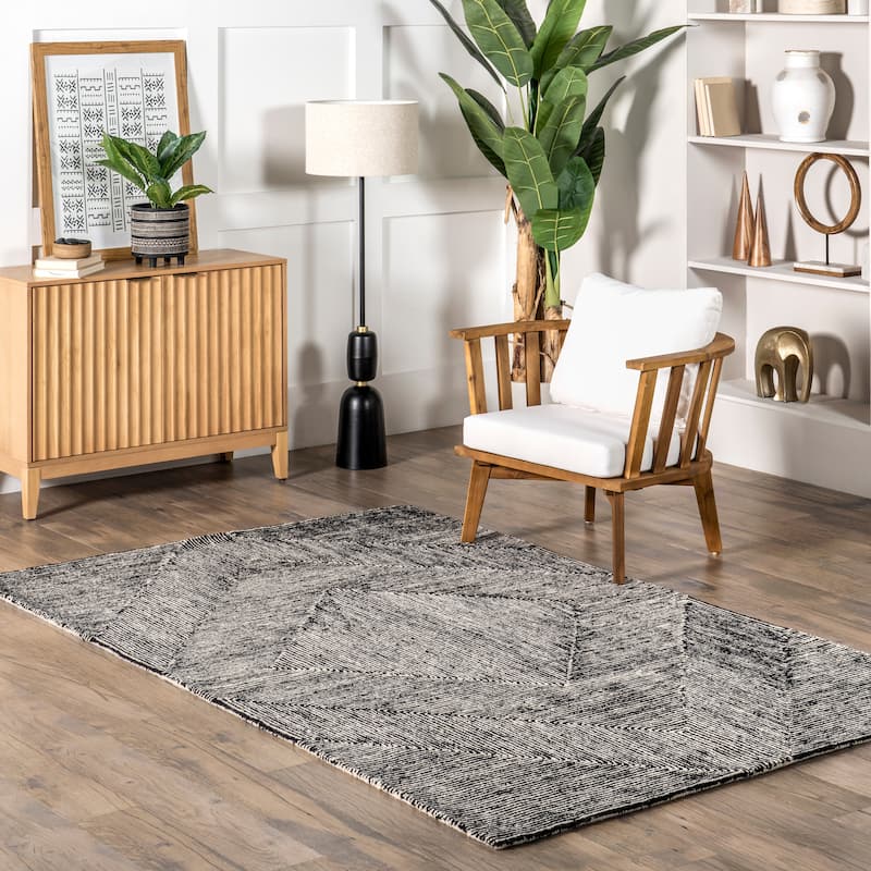 Nuloom Heidi Modern Hand Tufted Wool Area Rug - 5' x 8' - Charcoal