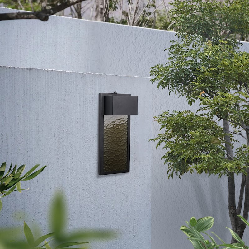 2 Pack Black Modern Integrated LED Outdoor Wall Light Lantern Sconce - 2 Pack