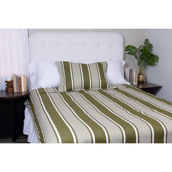 Cammy Cotton Green Striped Duvet Cover Bed Bath & Beyond 35358316