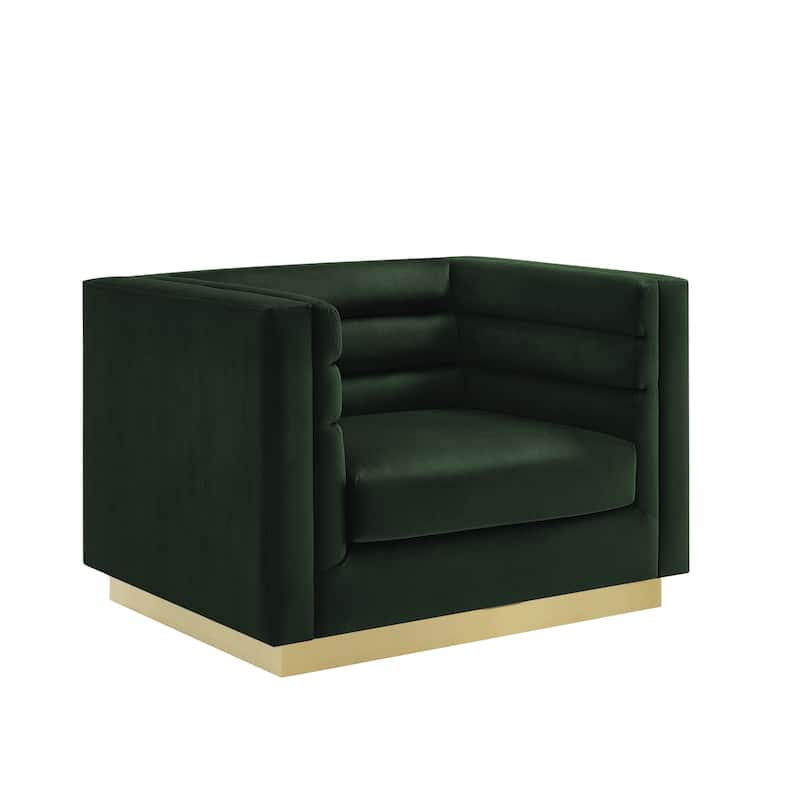 HomeRoots 34" Hunter Green Velvet Tufted Club Chair - 34' X '29.5' X '41.3