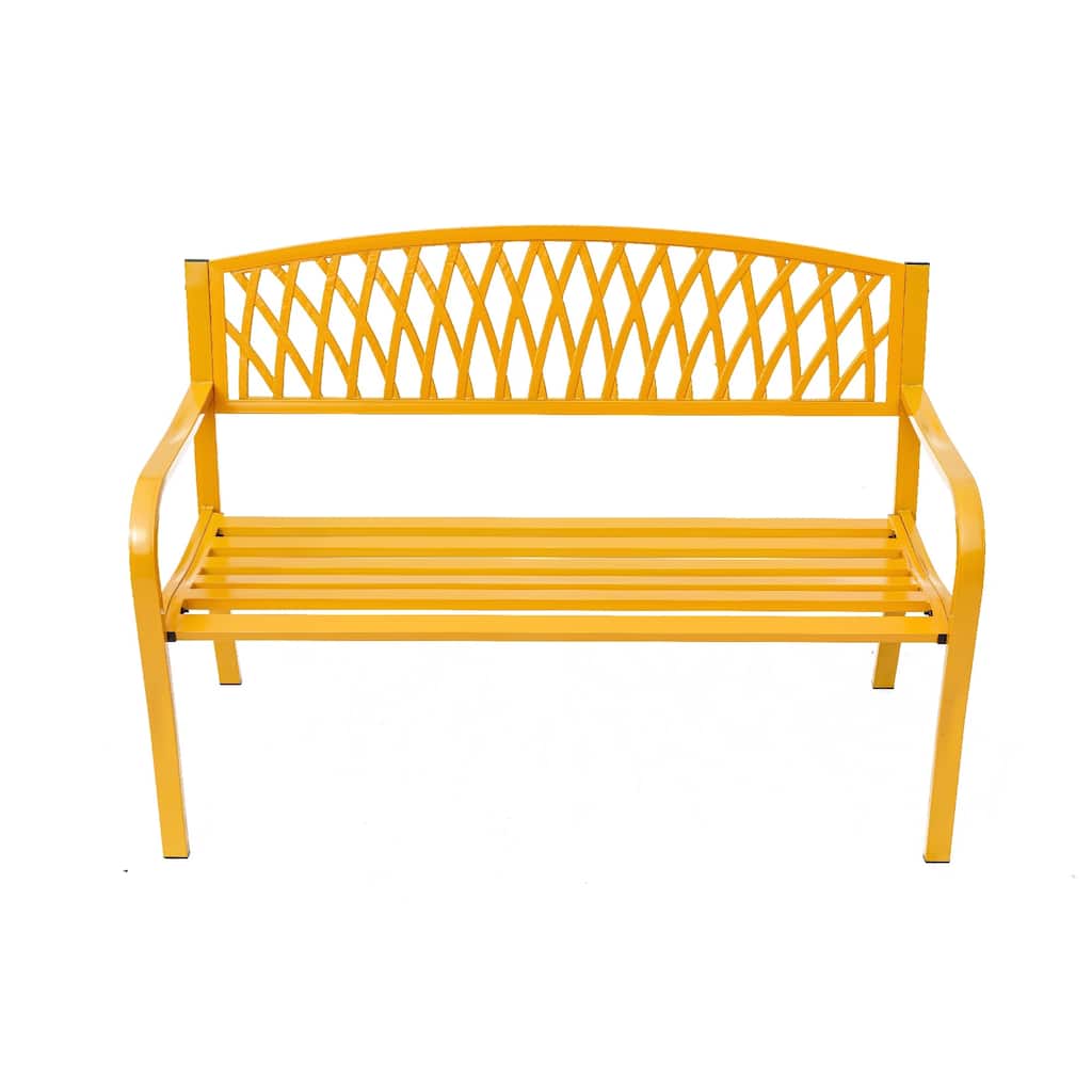 Cast Iron Outdoor Garden Bench - 50" - Yellow