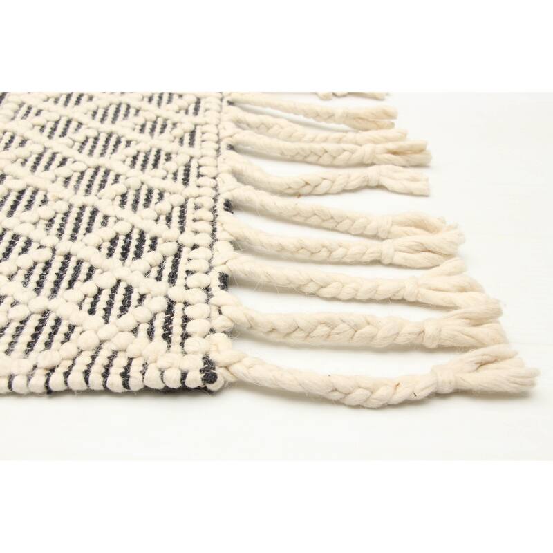 ECARPETGALLERY Braid weave Sienna Cream Wool Rug - 5'3 x 7'5