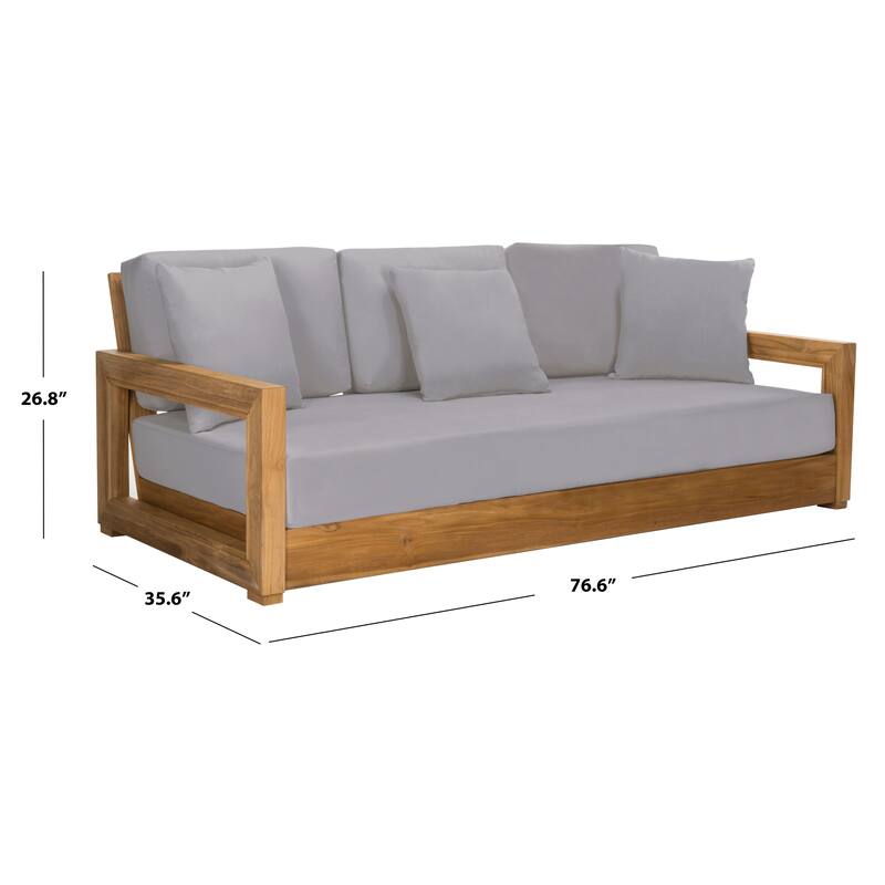 SAFAVIEH Couture Montford Brazilian Teak 3-Seat Bench - 77"W x 36"D x 27"H - Natural Teak/Brown