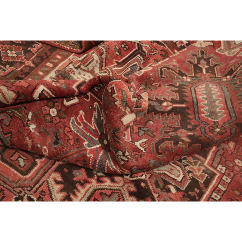 Hand Knotted Oriental 100% Wool Carpet Traditional Medallion Red Heriz Area Rug - 13' 4'' X 10' 0''