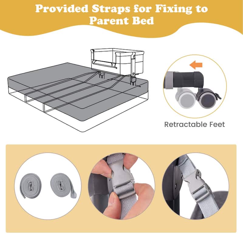 Costway Baby Bassinet Bedside Sleeper with 6-Level Adjustable Height - See Details