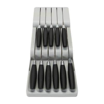 Kitchen Details 2 Tier in Drawer Knife Organizer in Grey - 15.75"x 6.2"x 2.75"