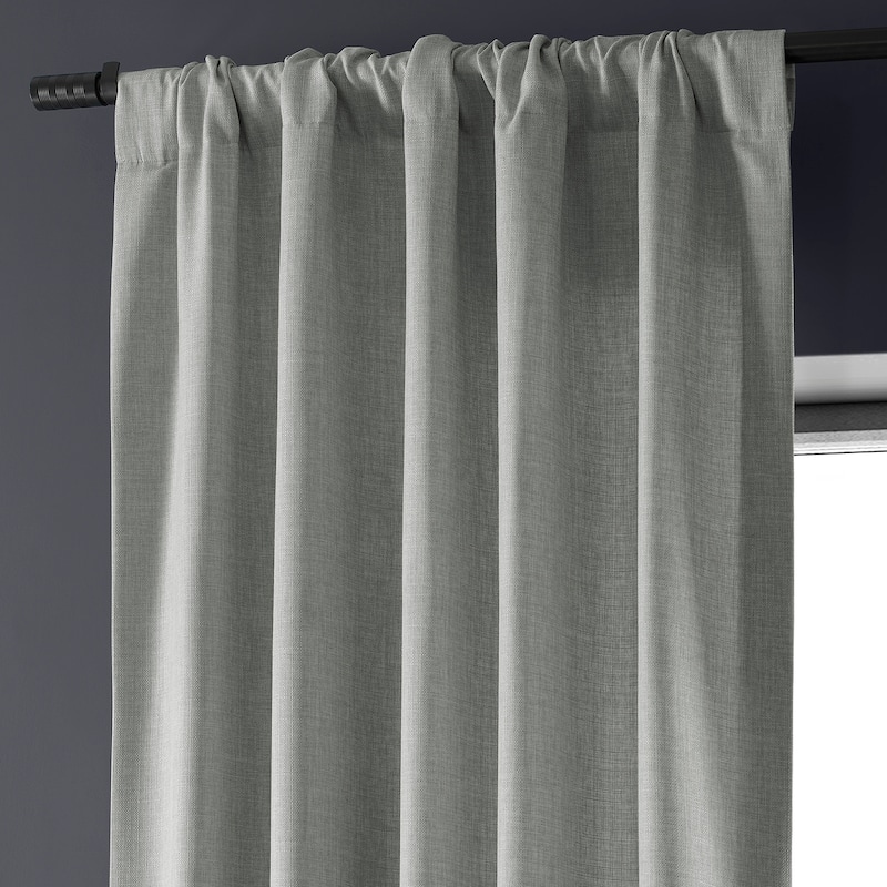 Exclusive Fabrics Italian Faux Linen Room Darkening Curtains (1 Panel) - Sophisticated Drapery for Versatile Décor - 50 X 84 - Portrait Grey