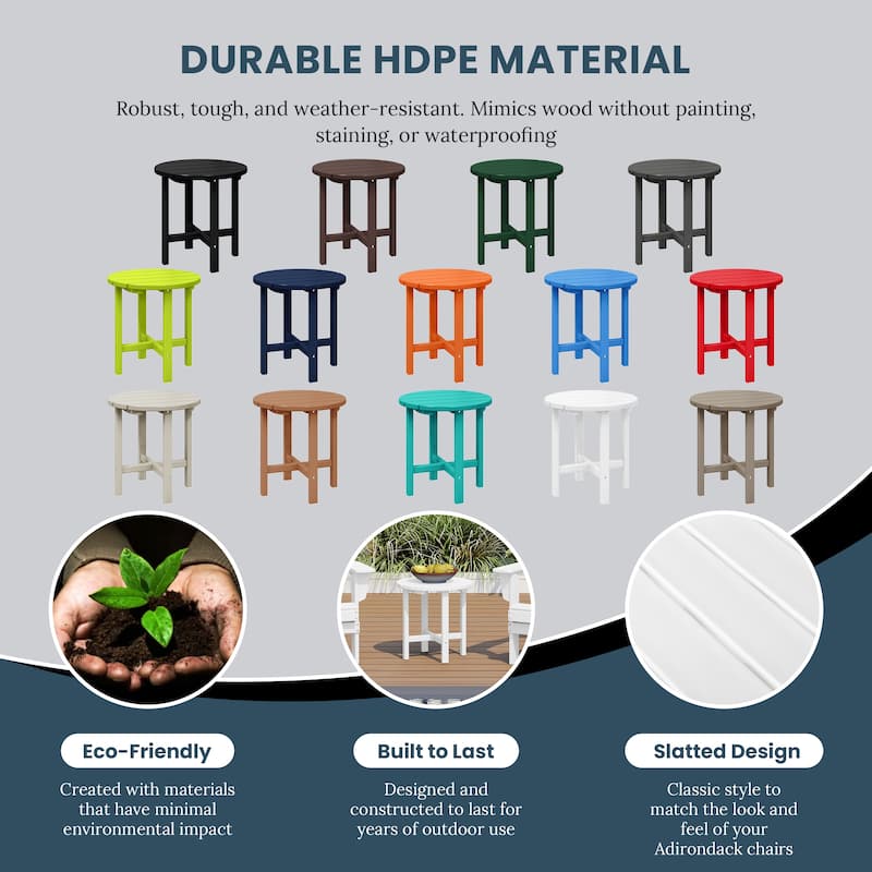 Polytrends Altura Eco-friendly All Weather Round 18" Side Table