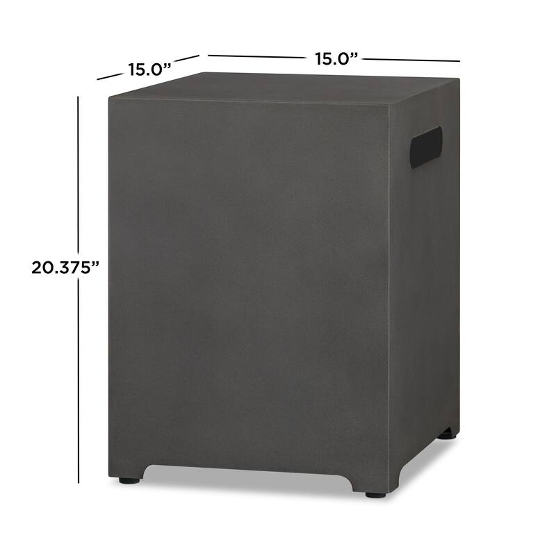 Aegean Tank Cover in Weathered Slate - 15.125" L x 15.125" W x 20.25" H