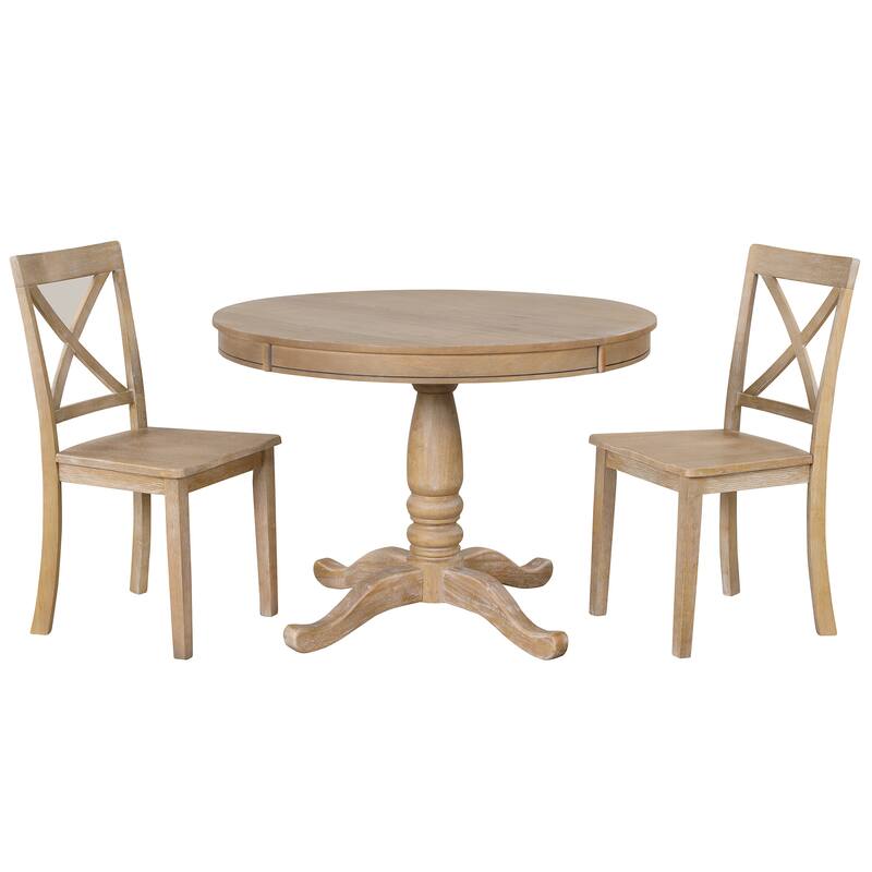 Modern Dining Table Set for 4 with Round Table and 4 Kitchen Room Chairs, 5 Piece Kitchen Table Set for Dining Room