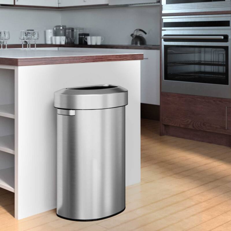 iTouchless 23 Gal Stainless Steel Semi-Round Open Top Trash Can
