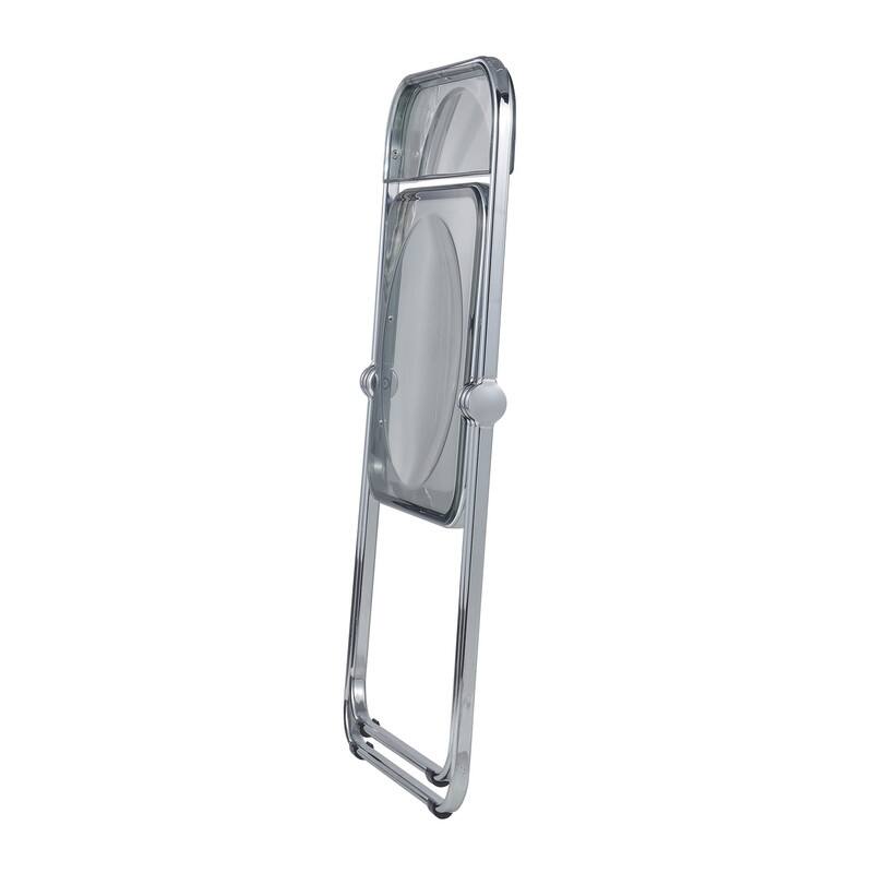 Lawrence Modern Acrylic Folding Chair with Chrome Steel Frame and Accent Transparent Design for Dining or Living Room (Set of 2)