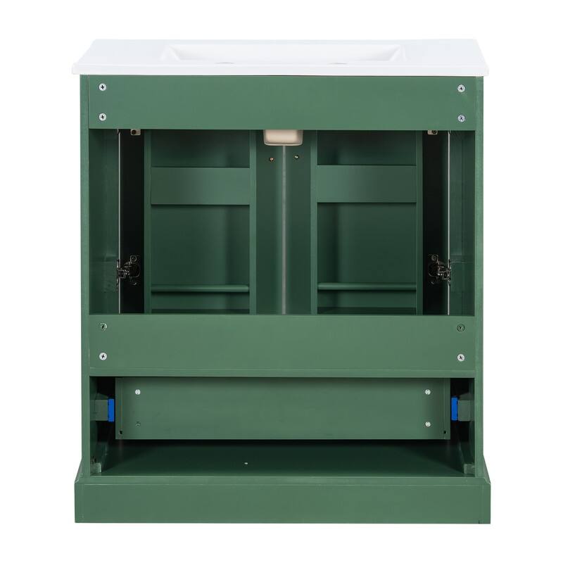30" Bathroom Vanity with Sink, 1 Divider Drawer and 2 Soft-close Doors