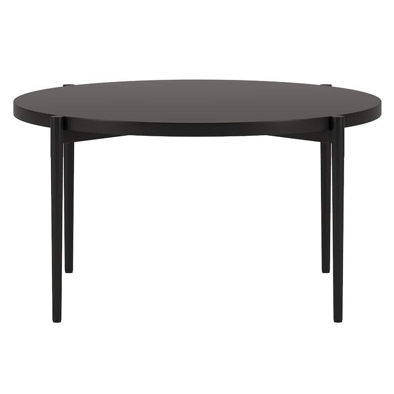 32" Round Black Metal Coffee Table Modern Minimalist Steel Table for Living Room or Lounge - 32"L x 32"W x 16"H