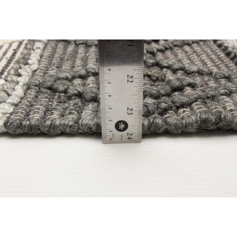 ECARPETGALLERY Braid weave Sienna Grey Wool Rug - 5'2 x 8'0